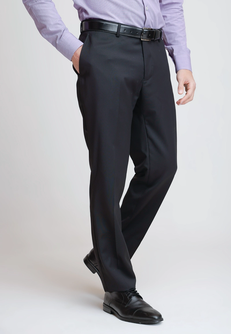 PANTALON FORMAL HOMBRE LANA S100'S LISO REGULAR MIX&COLOR NEGRO - 1