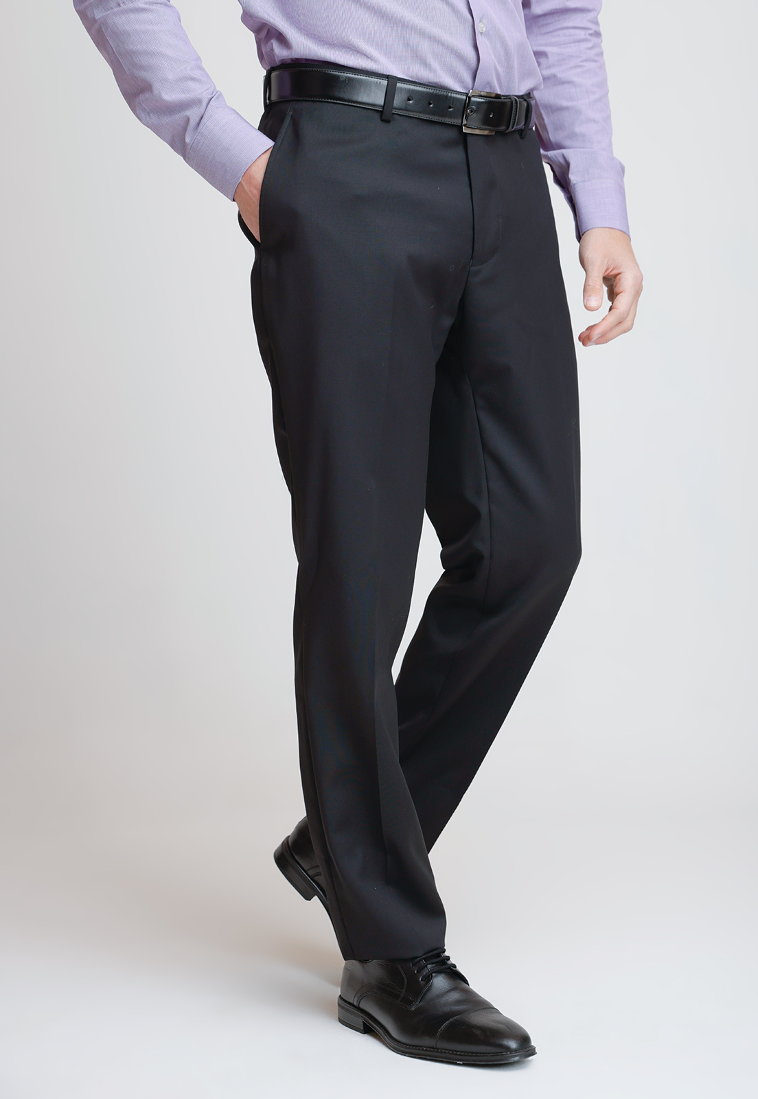 PANTALON FORMAL HOMBRE LANA S100'S LISO REGULAR MIX&COLOR NEGRO - 1