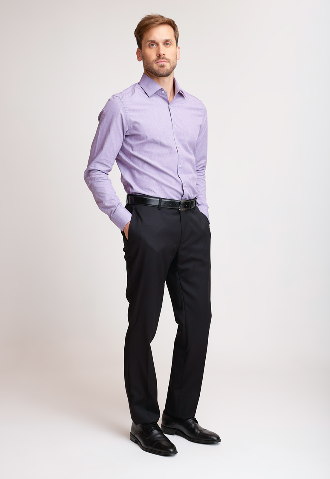 PANTALON FORMAL HOMBRE LANA S100'S LISO REGULAR MIX&COLOR NEGRO - 4