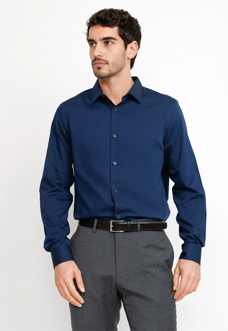 CAMISA FORMAL HOMBRE NON IRON (NO SE PLANCHA) AZUL - 1