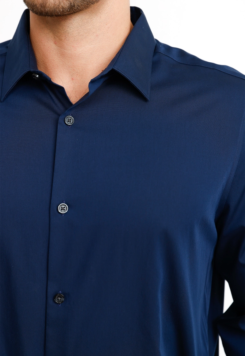 CAMISA FORMAL HOMBRE NON IRON (NO SE PLANCHA) AZUL - 3
