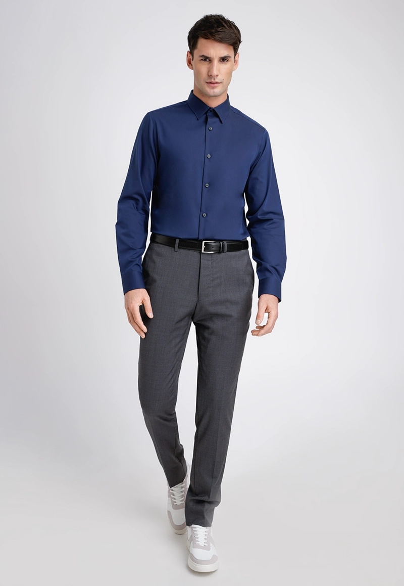 CAMISA FORMAL HOMBRE NON IRON (NO SE PLANCHA) AZUL - 4