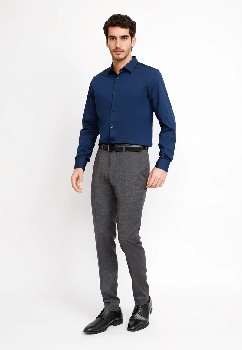 CAMISA FORMAL HOMBRE NON IRON (NO SE PLANCHA) AZUL - 4