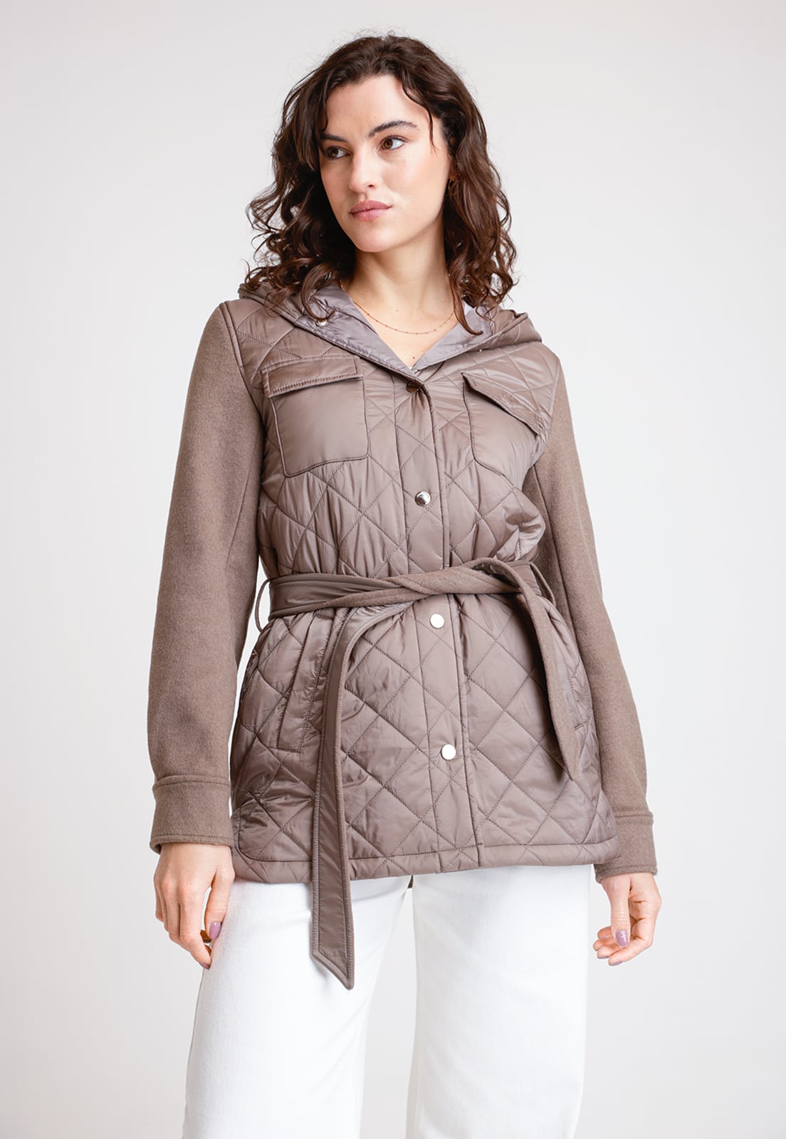 PARKA DE MUJER MODELO LANA COLOR TAUPE - 1