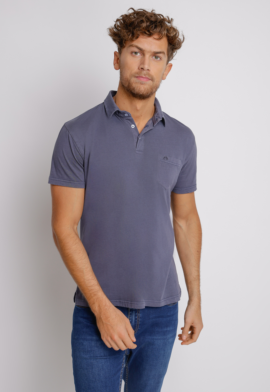 POLERA HOMBRE SLIM FIT MARC ALGODON AZUL MARINO - 1