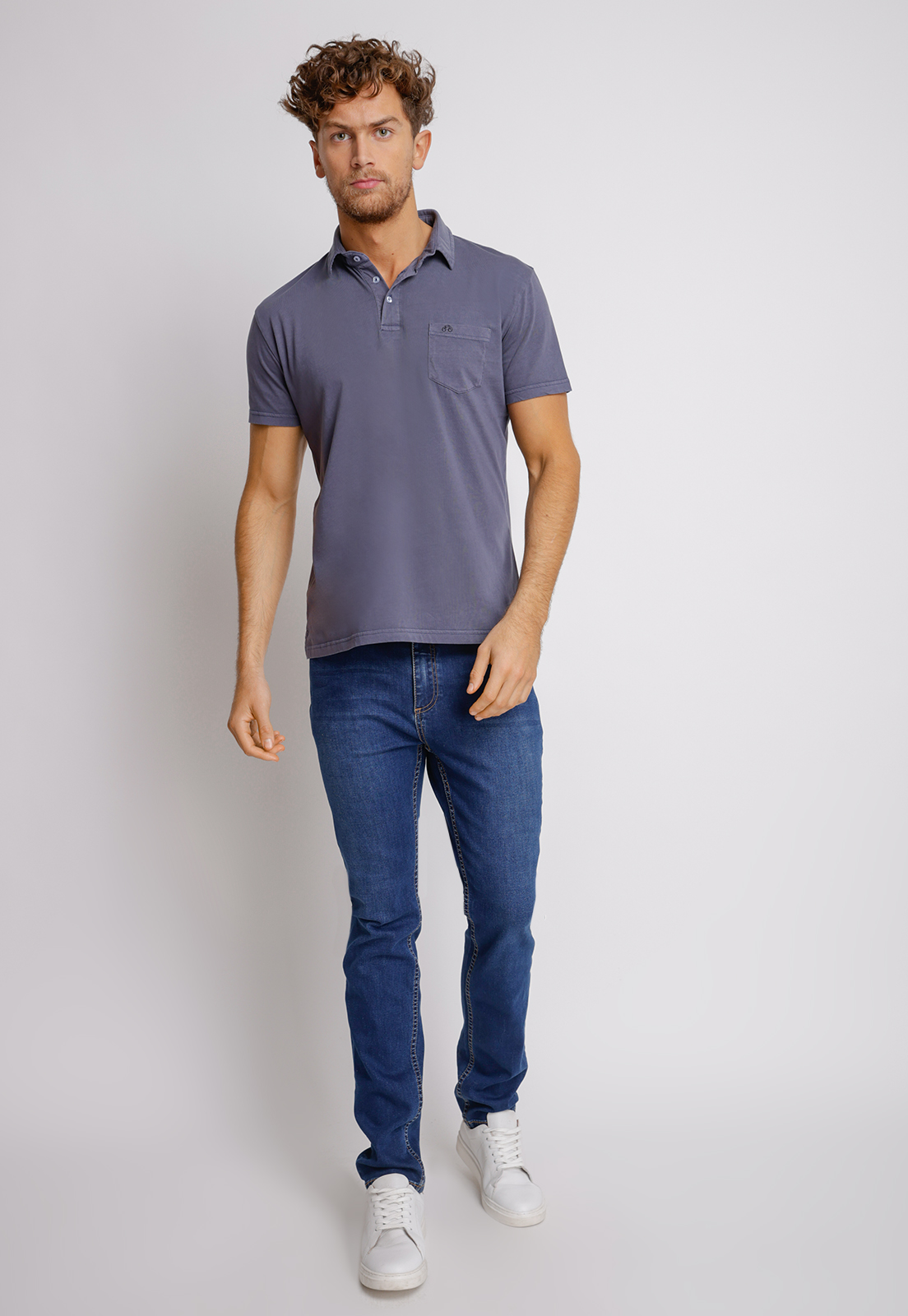 POLERA HOMBRE SLIM FIT MARC ALGODON AZUL MARINO - 4
