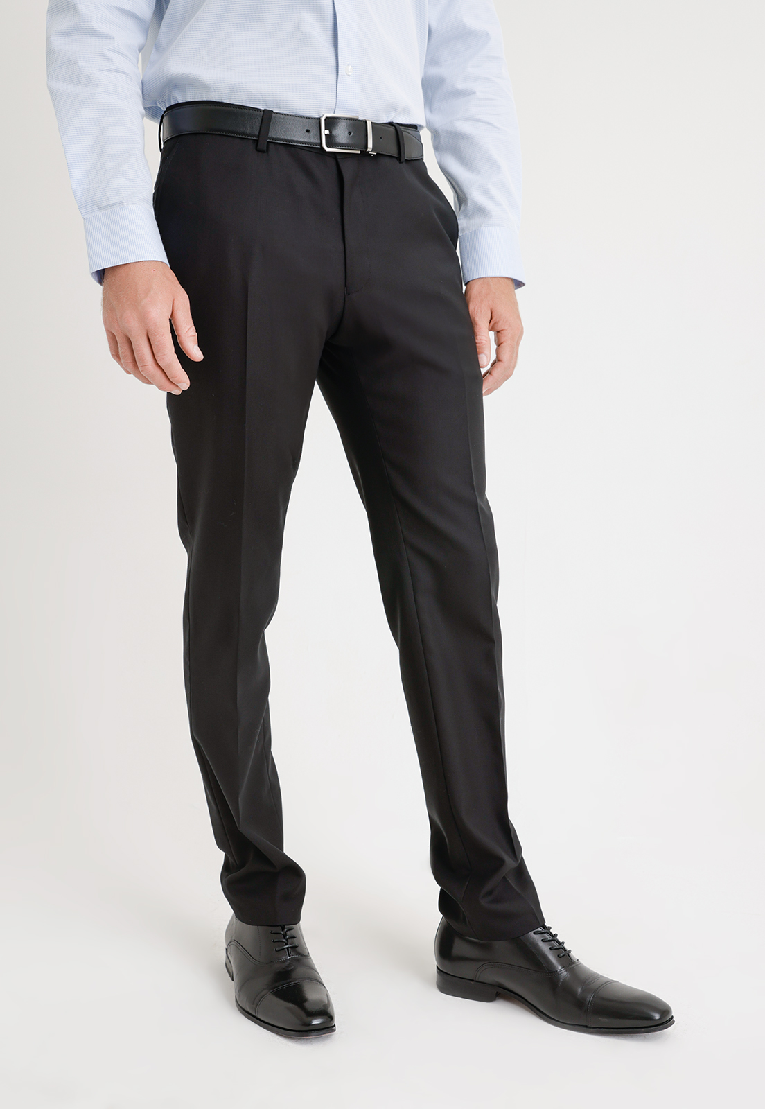PANTALON FORMAL HOMBRE LANA S100'S LISO SLIM PERFECT SUIT NEGRO - 1