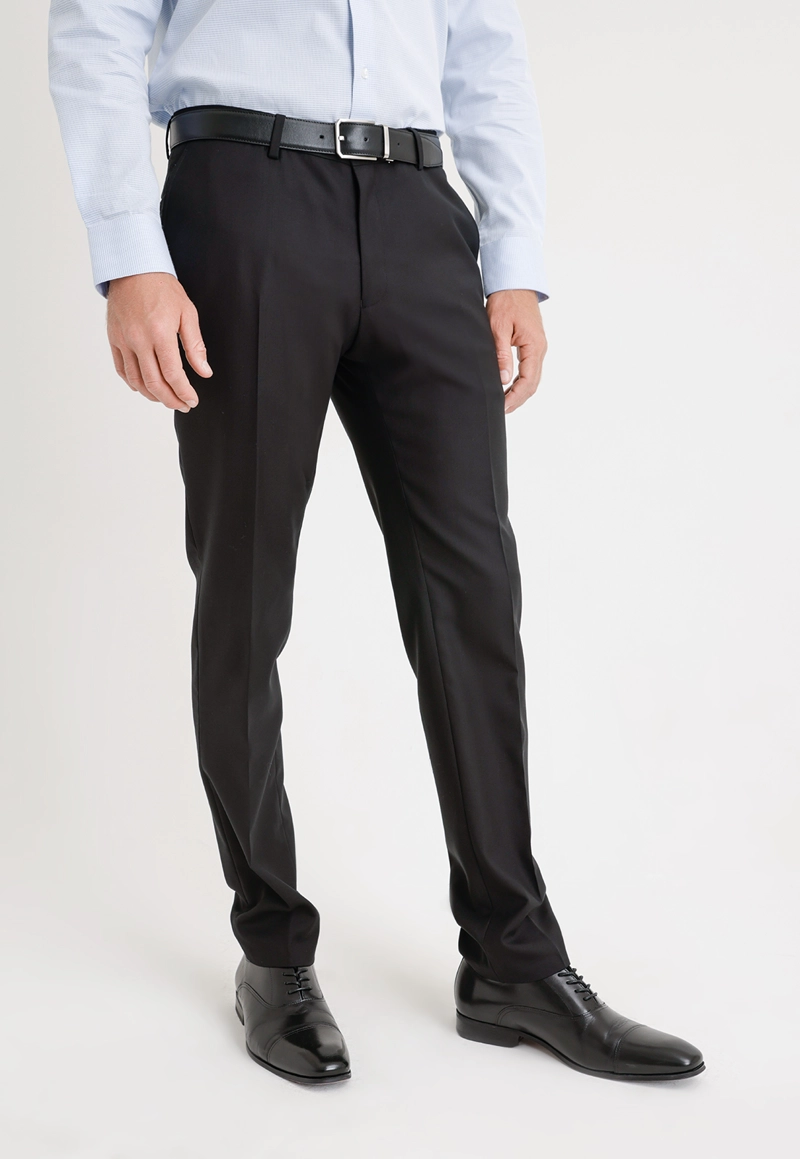 PANTALON FORMAL HOMBRE LANA S100'S LISO SLIM PERFECT SUIT NEGRO - 1