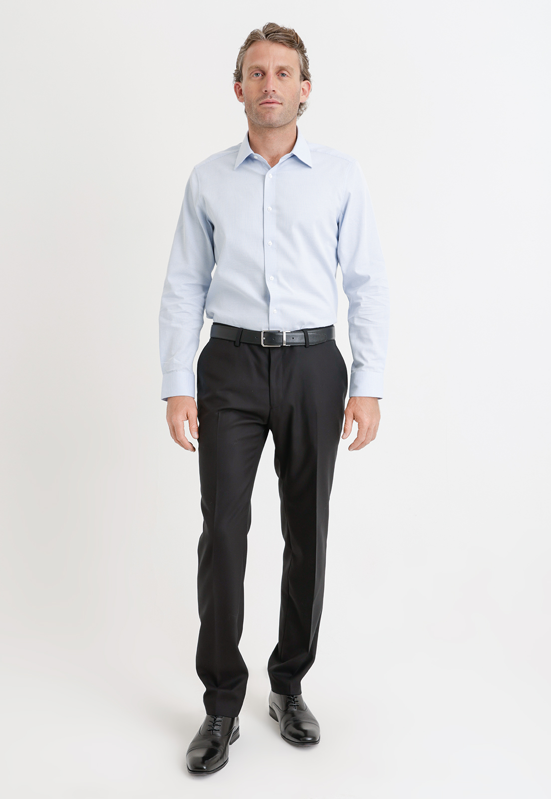 PANTALON FORMAL HOMBRE LANA S100'S LISO SLIM PERFECT SUIT NEGRO - 4