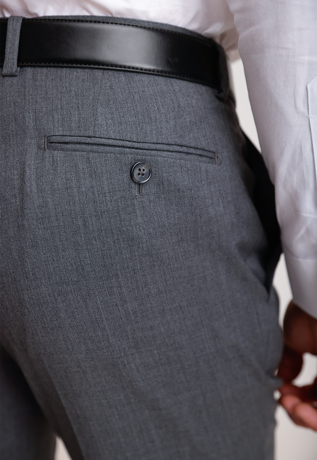 PANTALON FORMAL HOMBRE LANA S100'S LISO SLIM MIX&COLOR MARENGO - 3