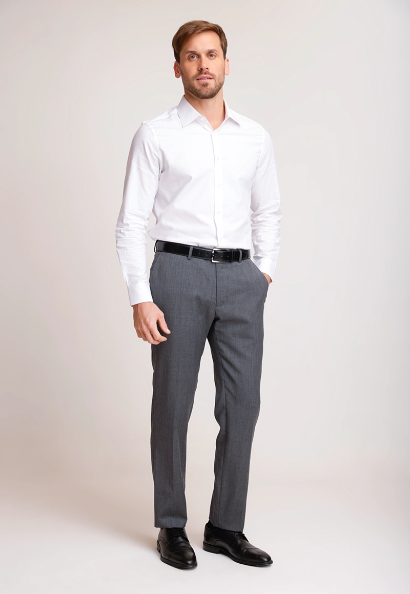 PANTALON FORMAL HOMBRE LANA S100'S LISO SLIM MIX&COLOR MARENGO - 4