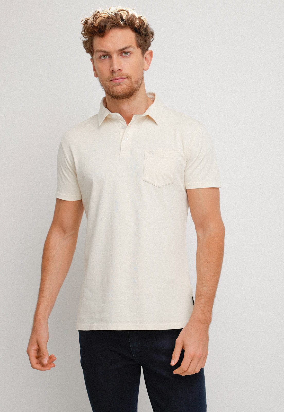 POLERA HOMBRE SLIM FIT MARC ALGODON ARENA - 1