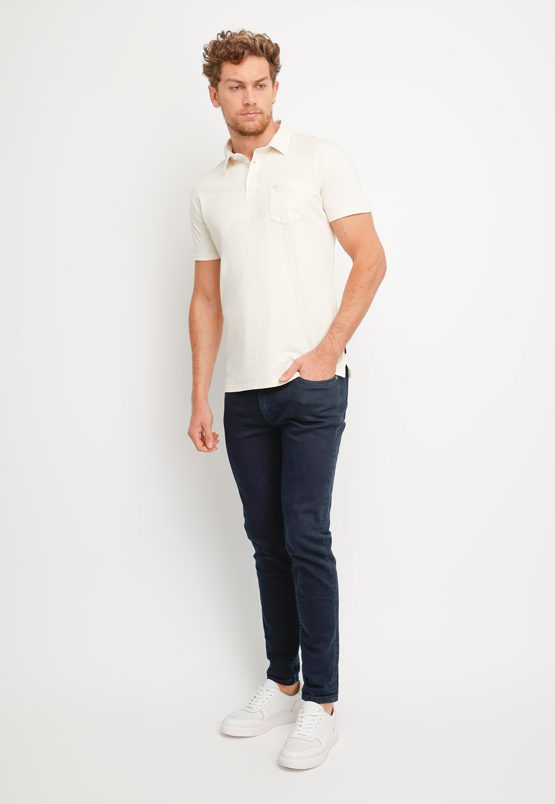 POLERA HOMBRE SLIM FIT MARC ALGODON ARENA - 4