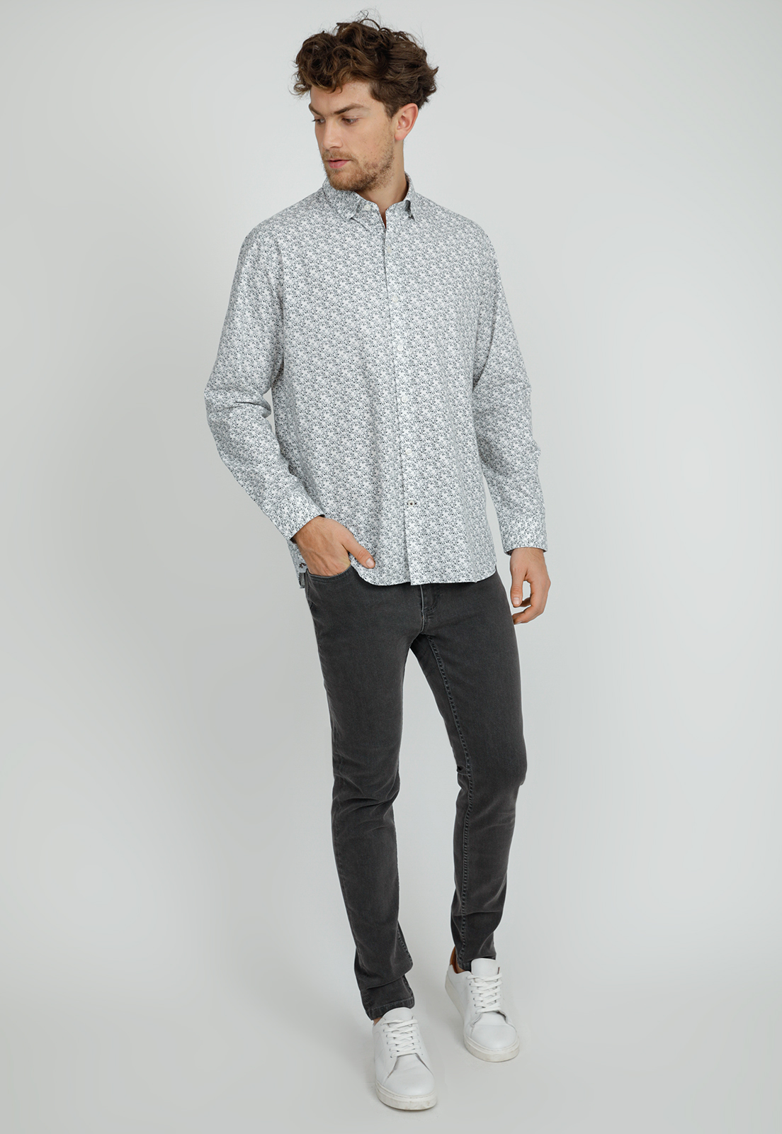 CAMISA MANGA LARGA HOMBRE SLIM FIT BARTON ALGODON BLANCO - 4
