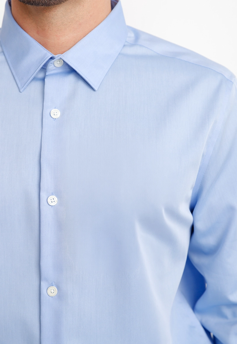 CAMISA HOMBRE FORMAL NON IRON (NO SE PLANCHA) CELESTE MEDIO - 3