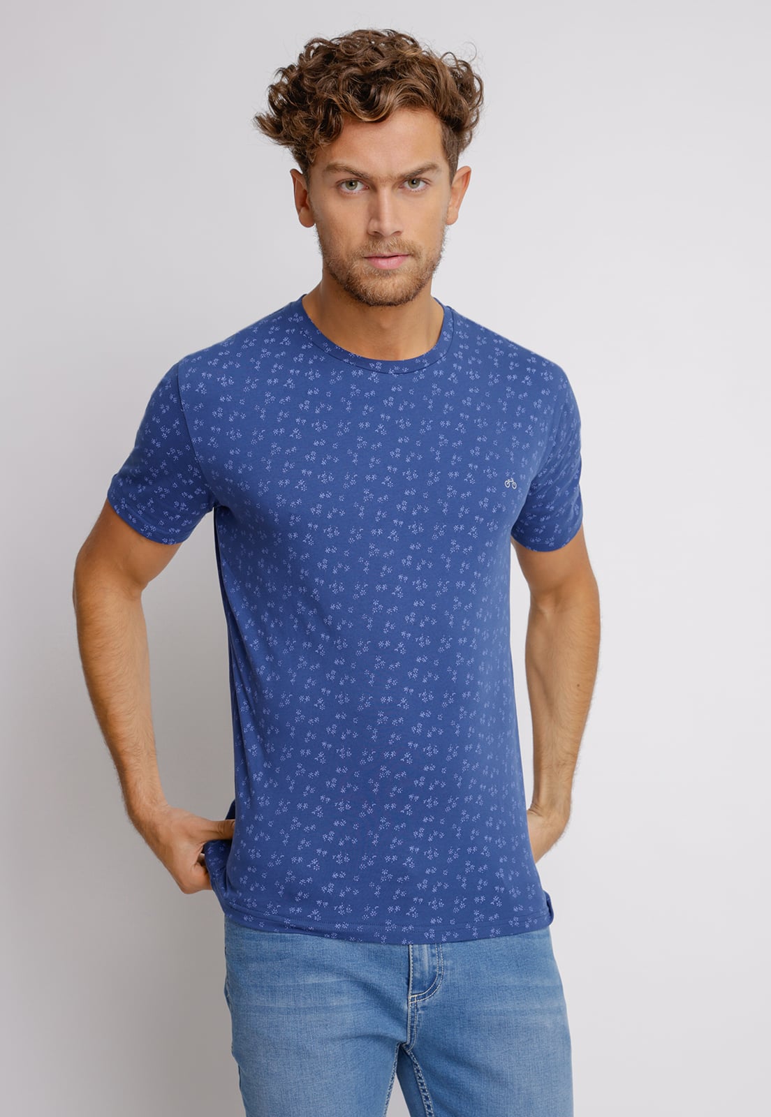 POLERA HOMBRE SLIM FIT MIQUELE ALGODON AZUL - 1