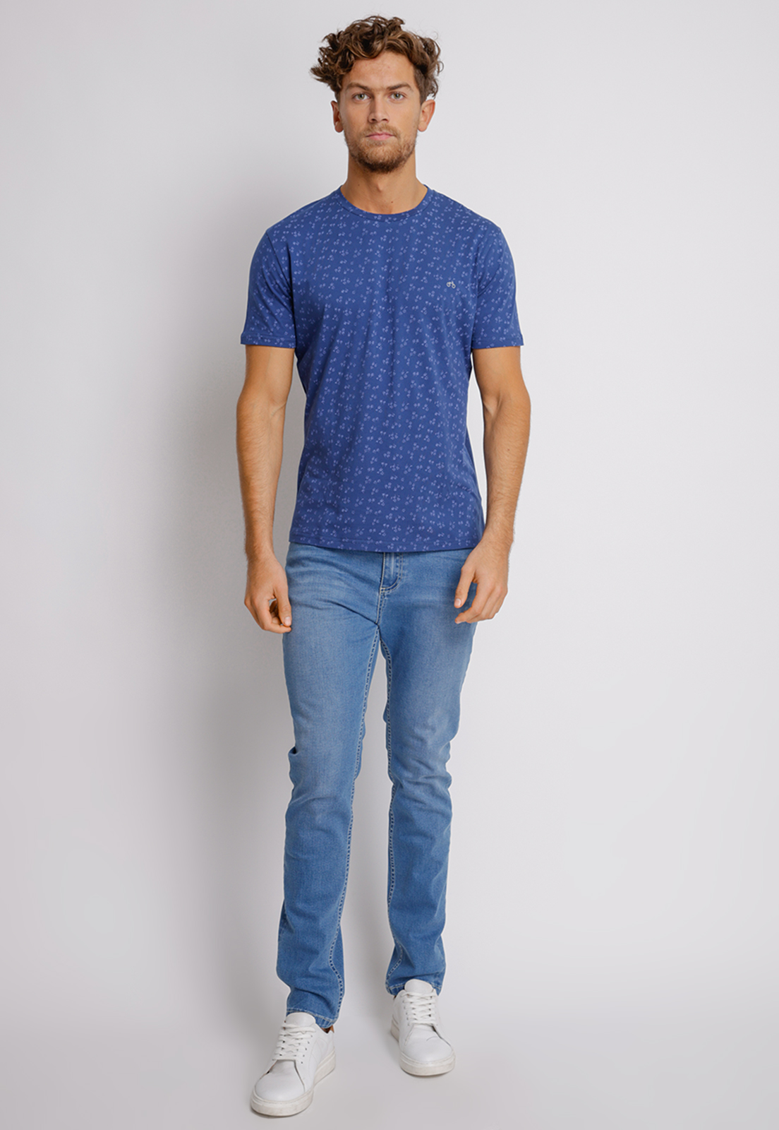POLERA HOMBRE SLIM FIT MIQUELE ALGODON AZUL - 4