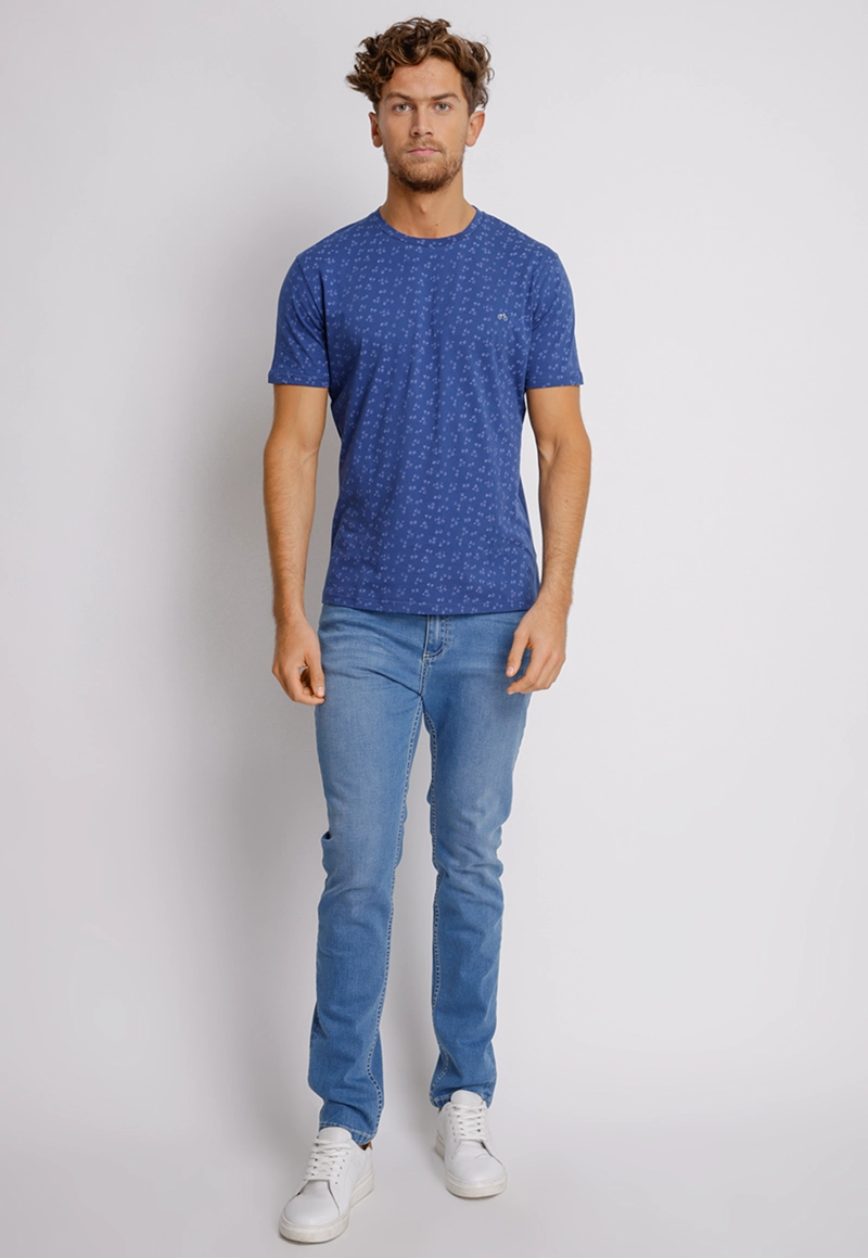 POLERA HOMBRE SLIM FIT MIQUELE ALGODON AZUL - 4