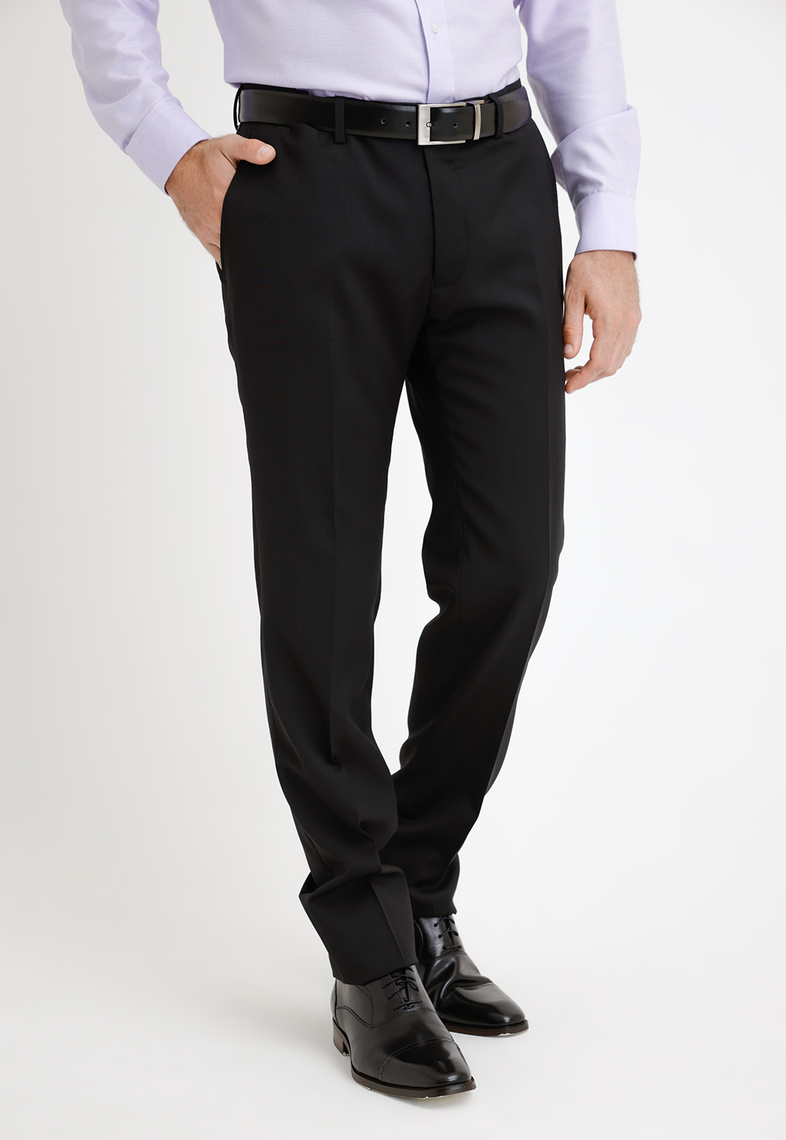 PANTALON FORMAL HOMBRE LANA S100'S LISO SLIM MIX&COLOR NEGRO - 1