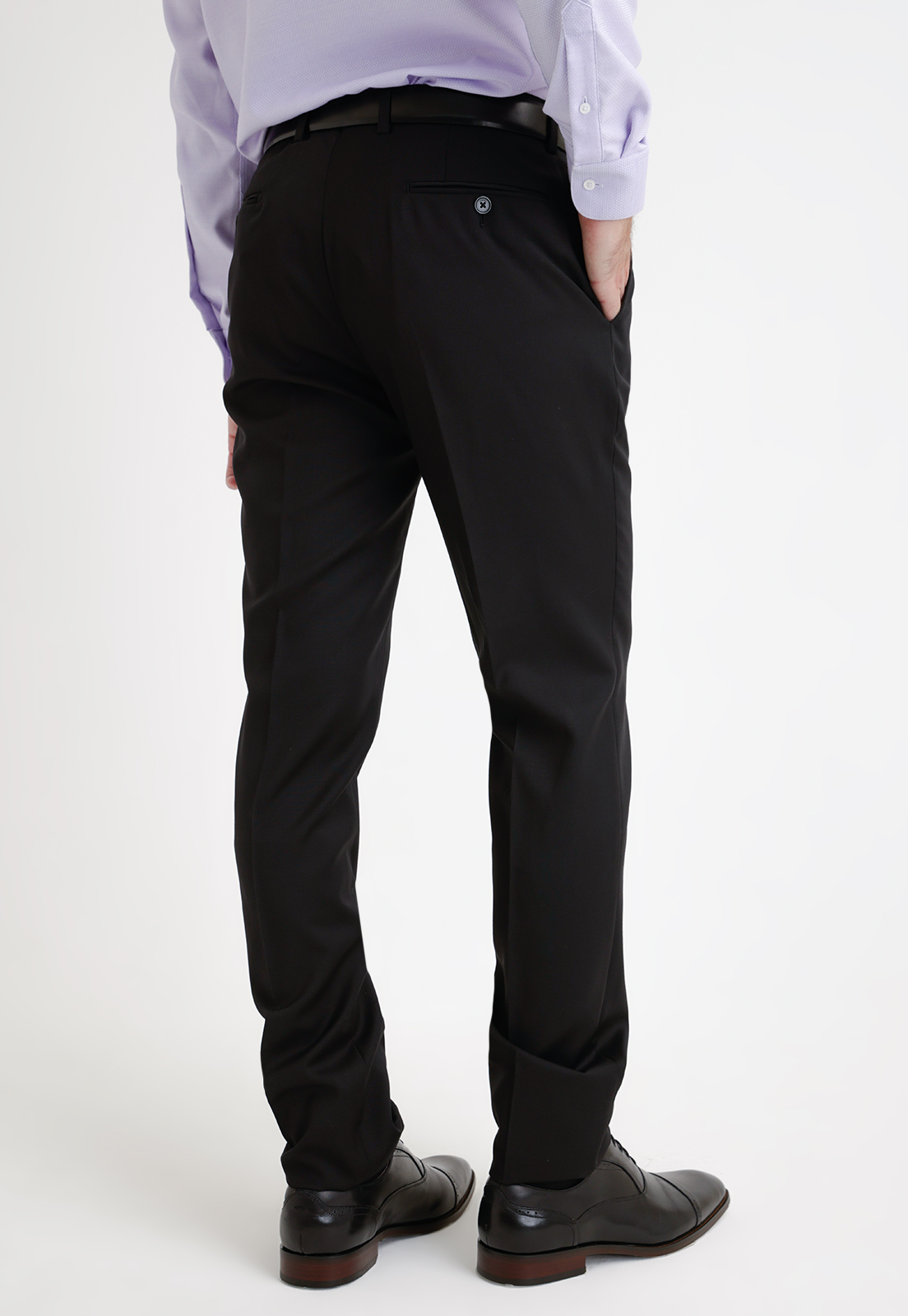 PANTALON FORMAL HOMBRE LANA S100'S LISO SLIM MIX&COLOR NEGRO - 2