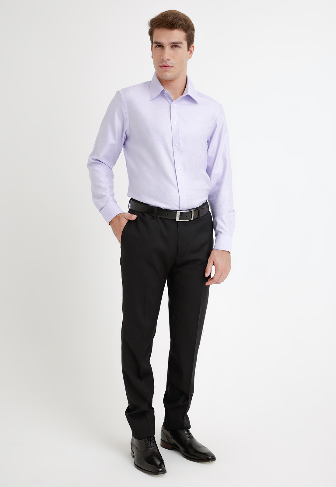 PANTALON FORMAL HOMBRE LANA S100'S LISO SLIM MIX&COLOR NEGRO - 4