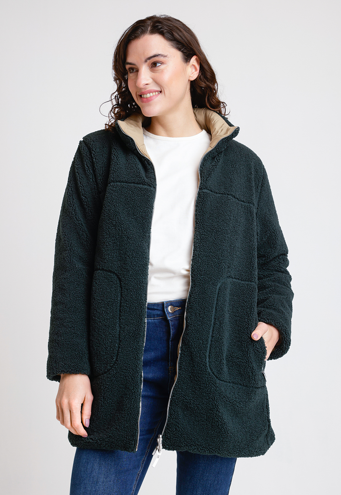 PARKA REVERSIBLE DE MUJER ARIEL COLOR PETROLEO - 1