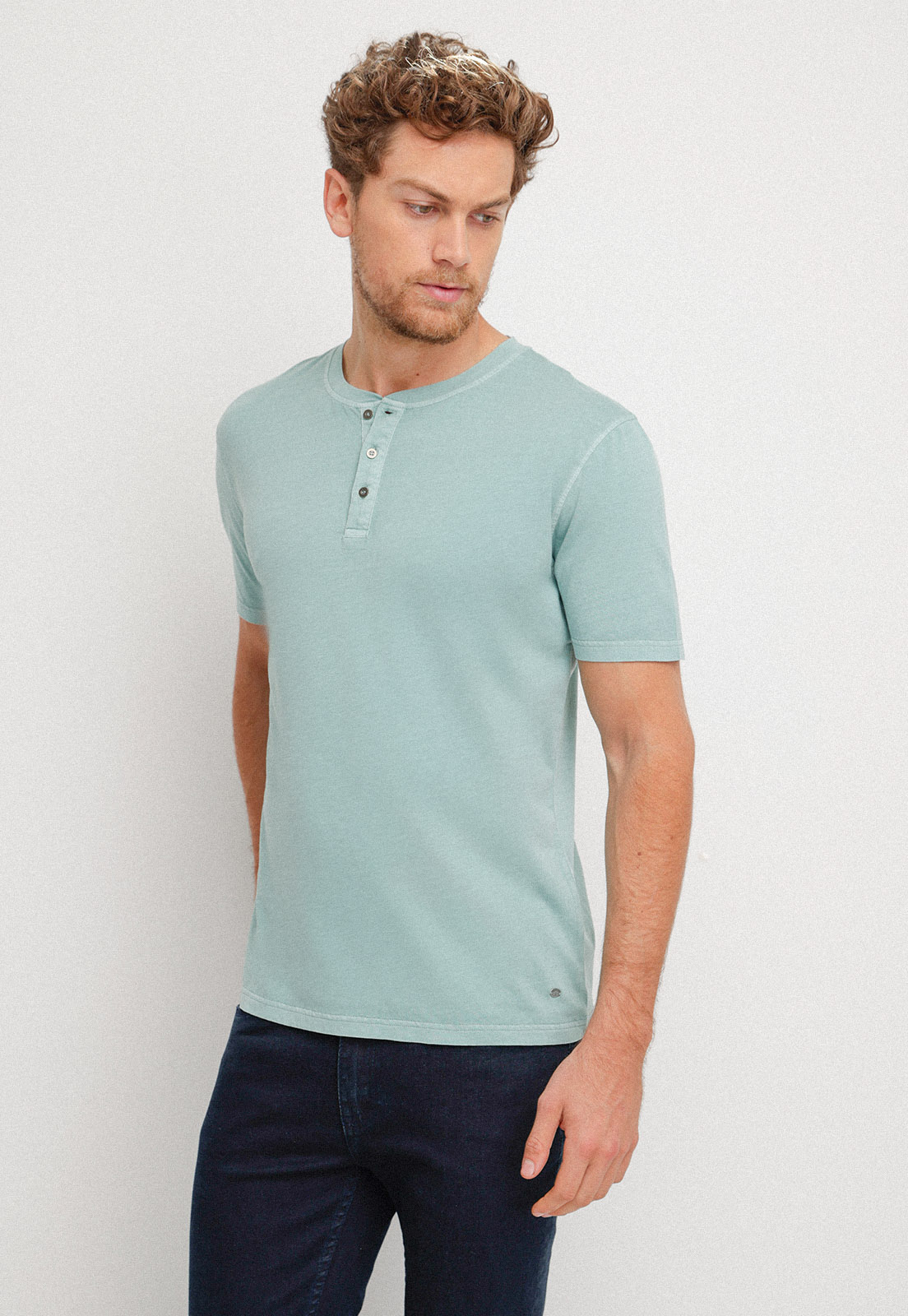 POLERA HOMBRE SLIM FIT MELCHOR ALGODON VERDE AGUA - 1