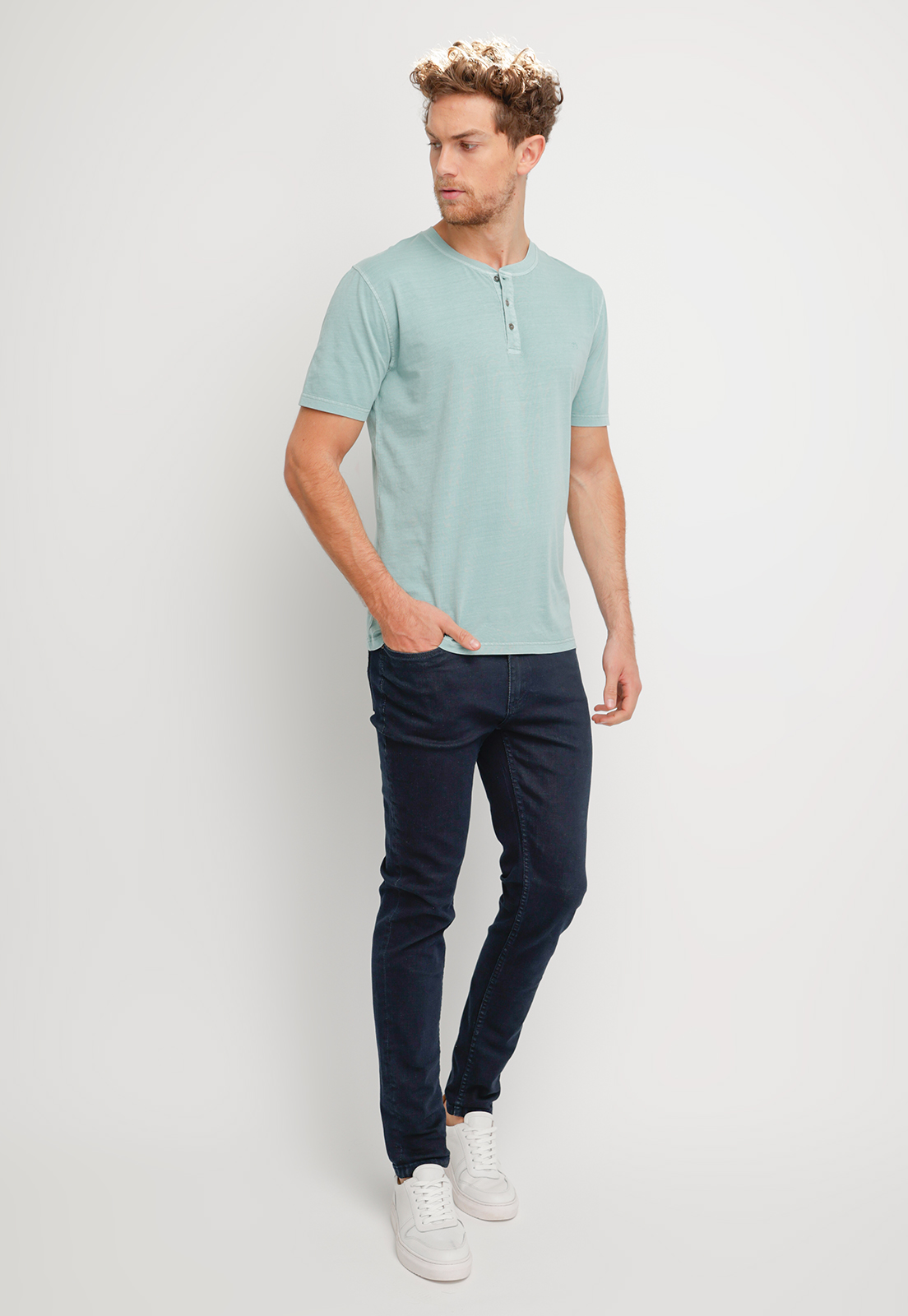 POLERA HOMBRE SLIM FIT MELCHOR ALGODON VERDE AGUA - 4