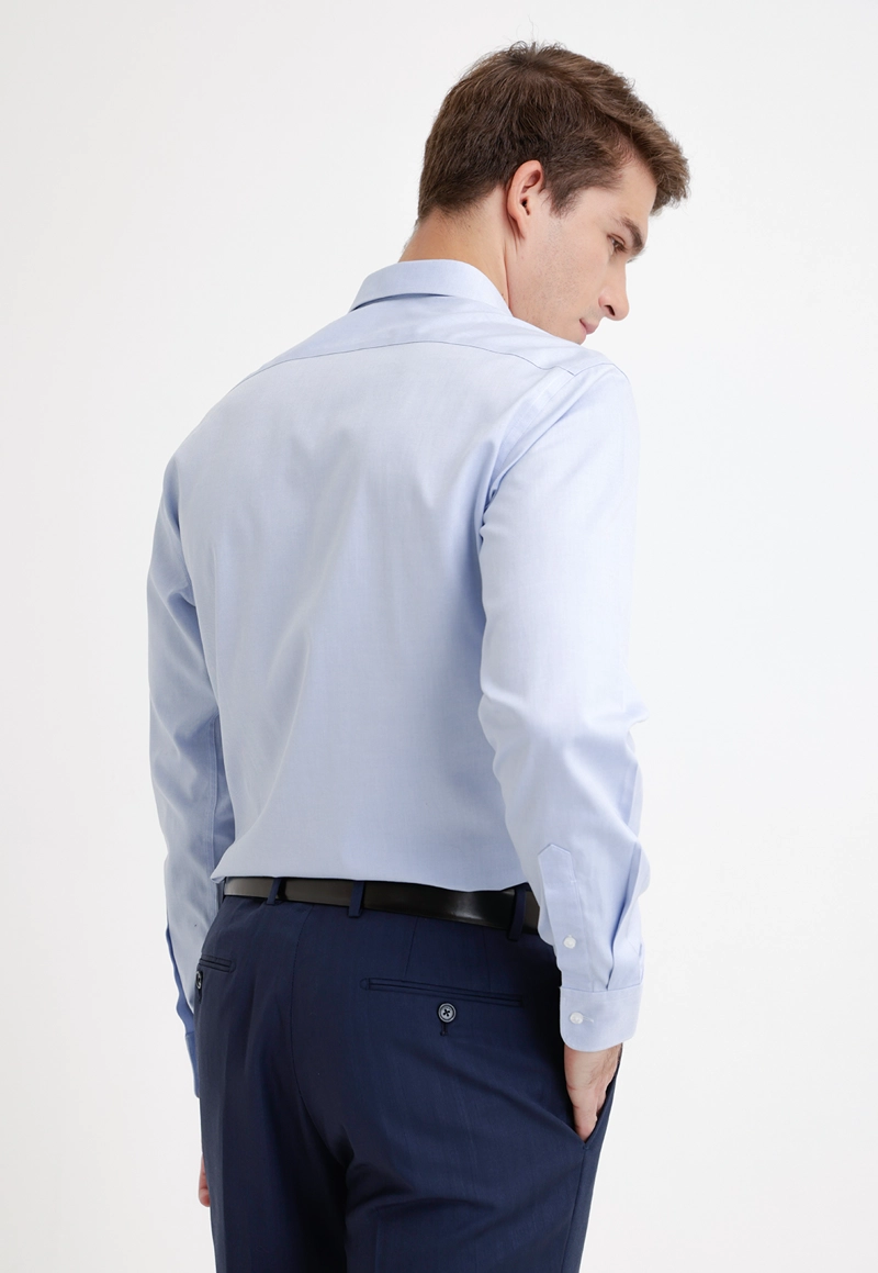 CAMISA FORMAL HOMBRE NON IRON ALGODON LISO CELESTE - 2