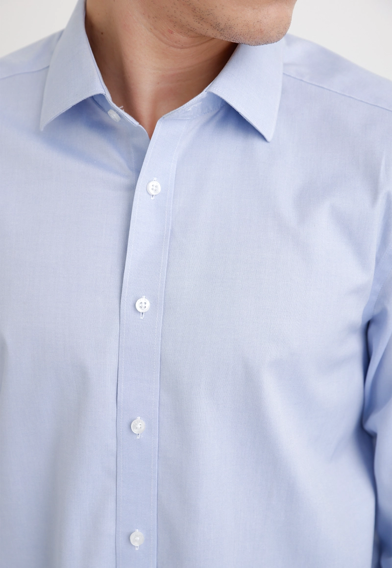 CAMISA FORMAL HOMBRE NON IRON ALGODON LISO CELESTE - 3