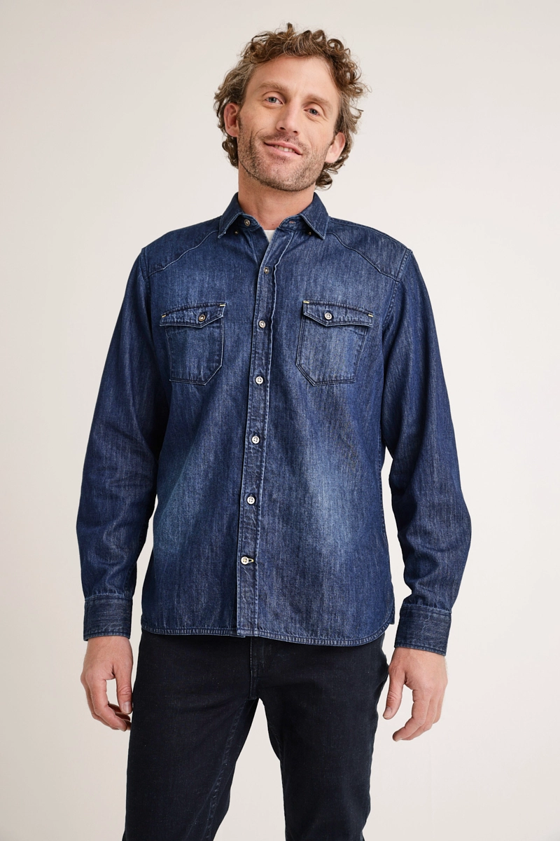 CAMISA MANGA LARGA HOMBRE SLIM FIT BANE ALGODON AZUL - 1