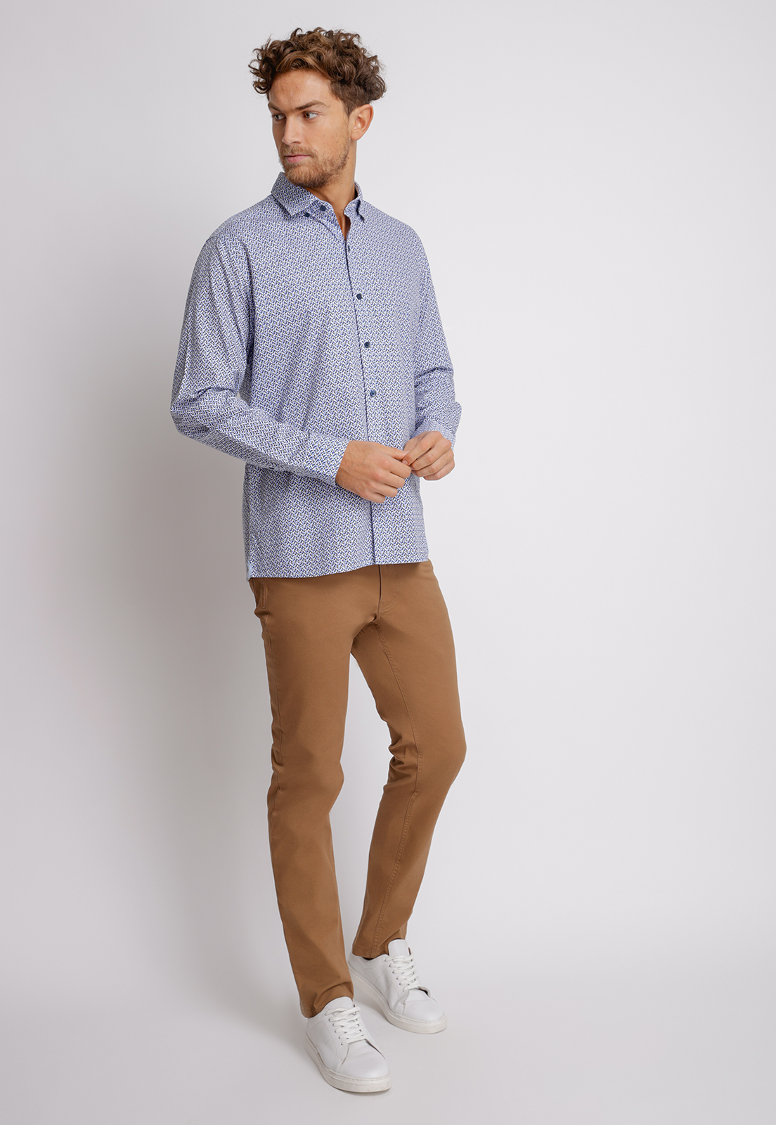 CAMISA MANGA LARGA HOMBRE SLIM FIT BAYMAX ALGODON AZUL - 4