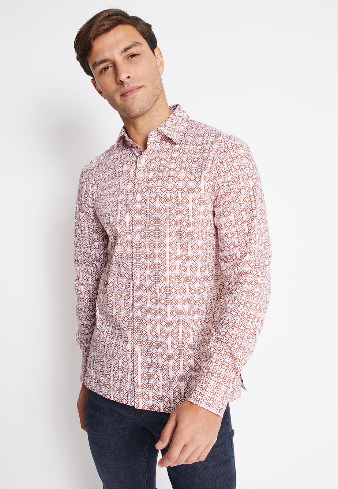 CAMISA HOMBRE MANGA LARGA STRETCH ESTAMPADA - 1