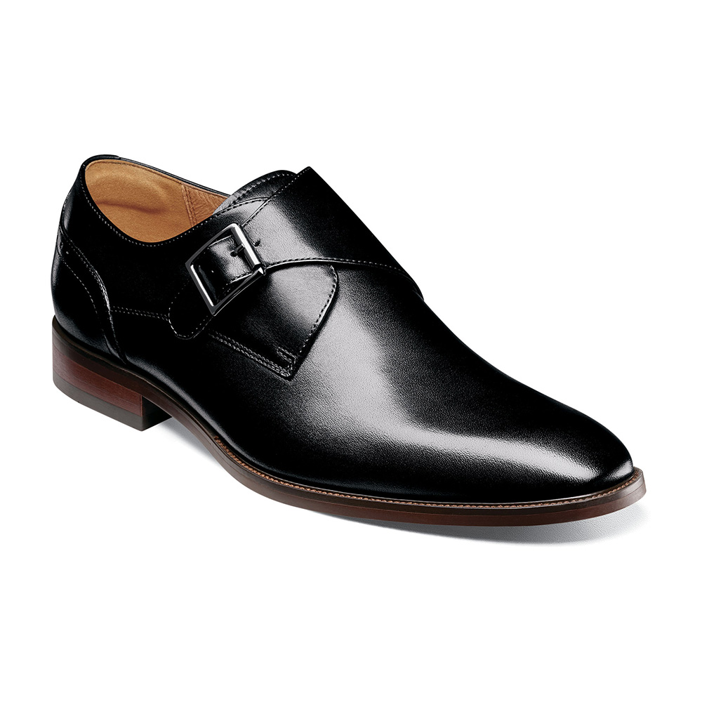 ZAPATO SORRENTO PLAIN TOE SINGLE MONK STRAP NEGRO - 1