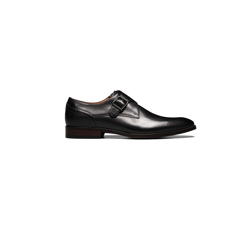 ZAPATO SORRENTO PLAIN TOE SINGLE MONK STRAP NEGRO - 3
