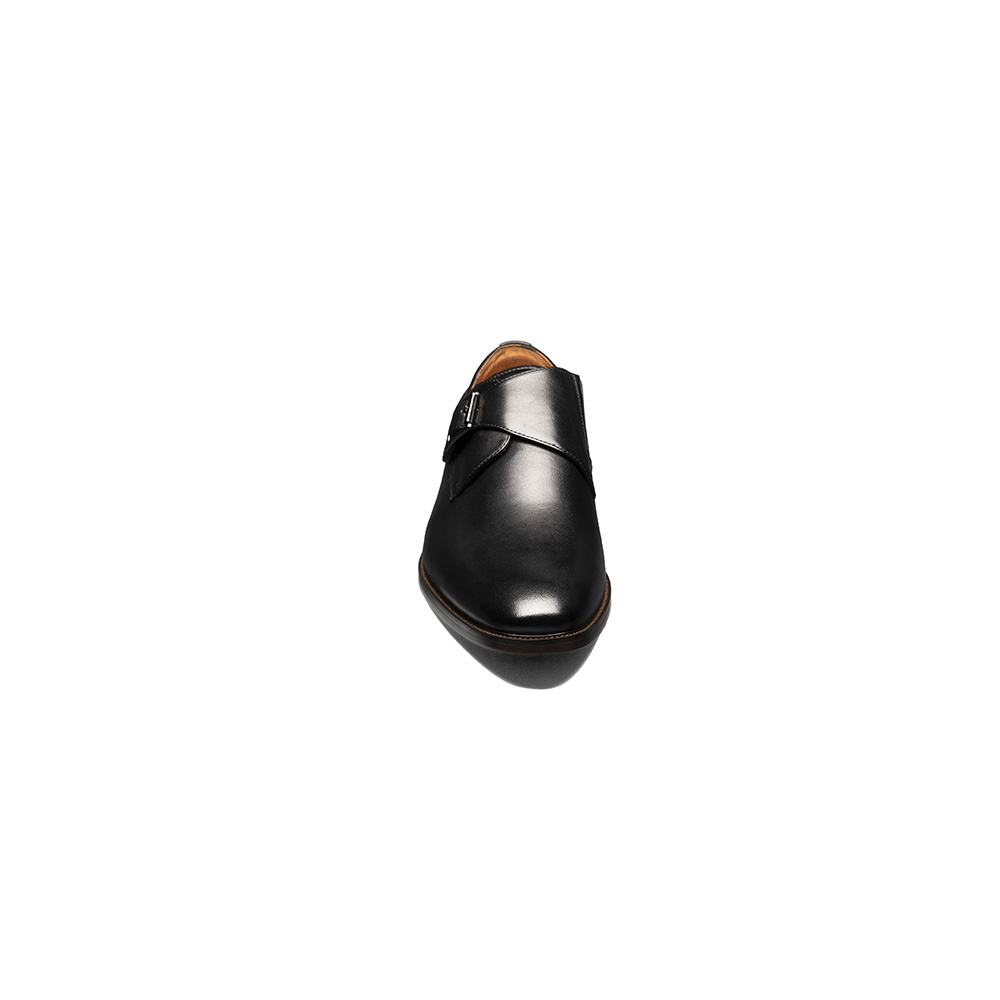 ZAPATO SORRENTO PLAIN TOE SINGLE MONK STRAP NEGRO - 5
