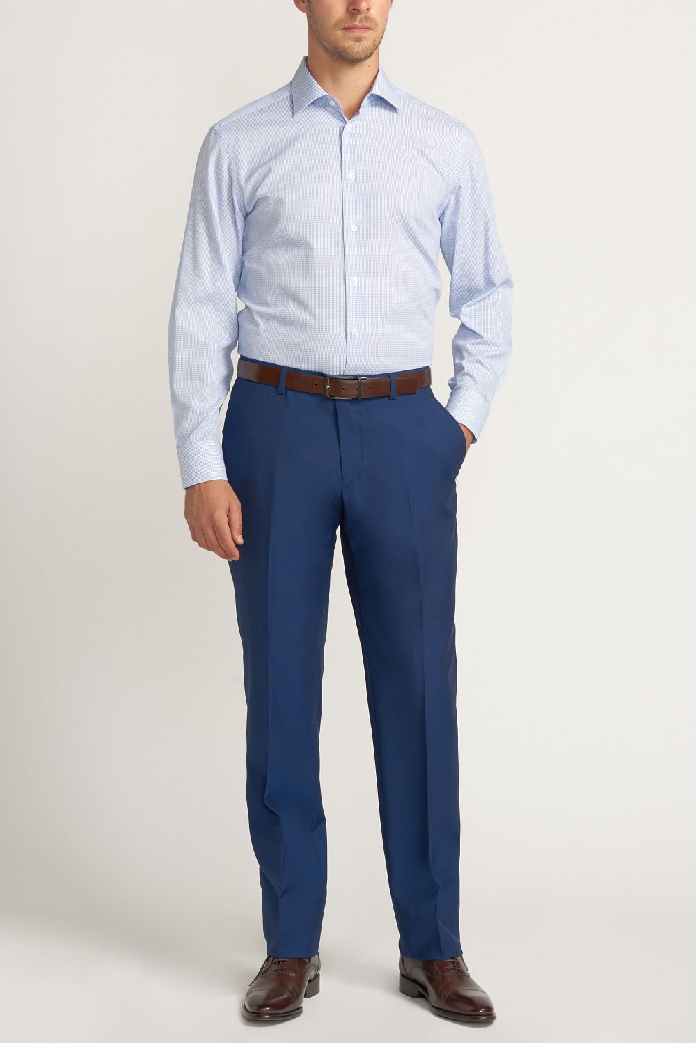 PANTALON FORMAL HOMBRE SLIM FIT BUSINESS LANA AZULINO - 1