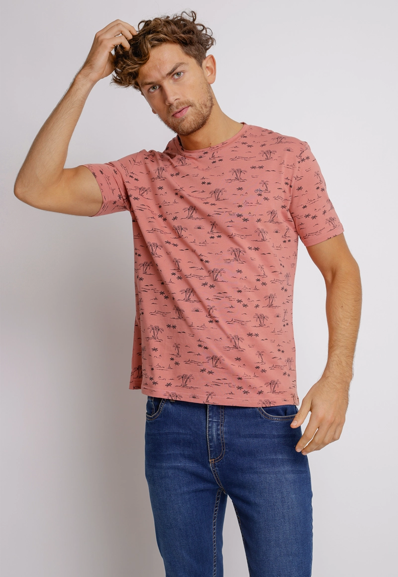 POLERA HOMBRE SLIM FIT MAGNOLIA ALGODON CORAL - 1