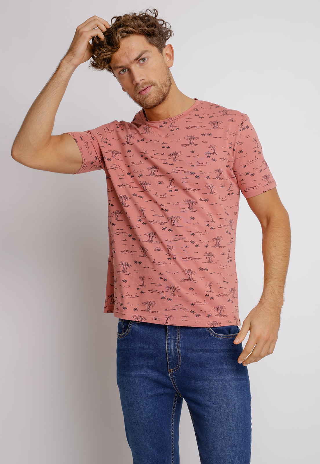 POLERA HOMBRE SLIM FIT MAGNOLIA ALGODON CORAL - 1