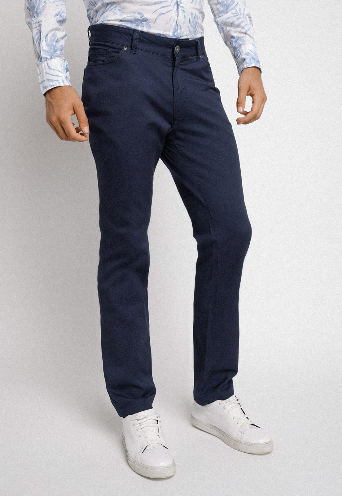 PANTALON CINCO BOLSILLOS AZUL MARINO - 1