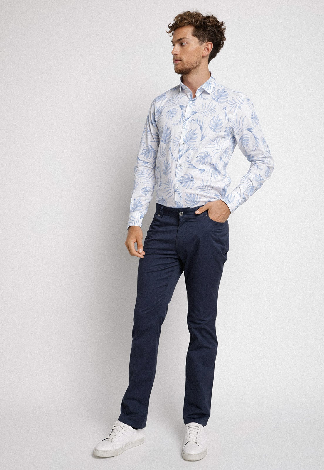 PANTALON CINCO BOLSILLOS AZUL MARINO - 4