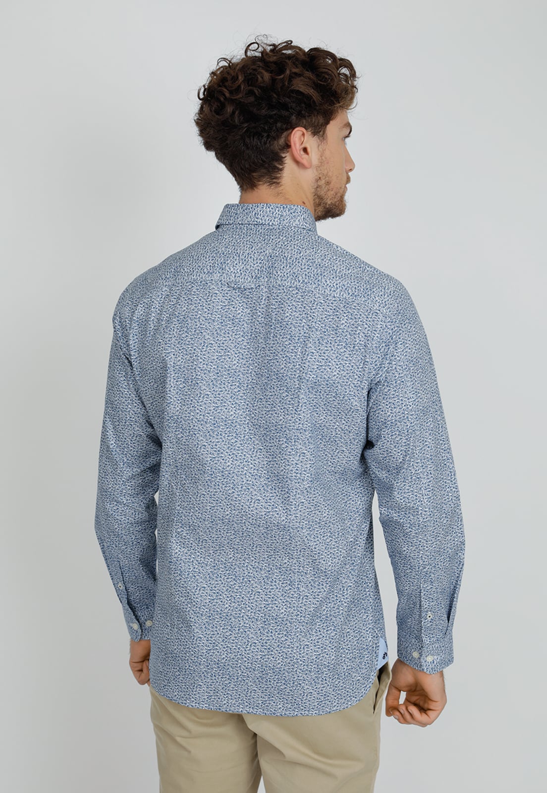CAMISA MANGA LARGA HOMBRE SLIM FIT BARTON ALGODON AZUL - 2