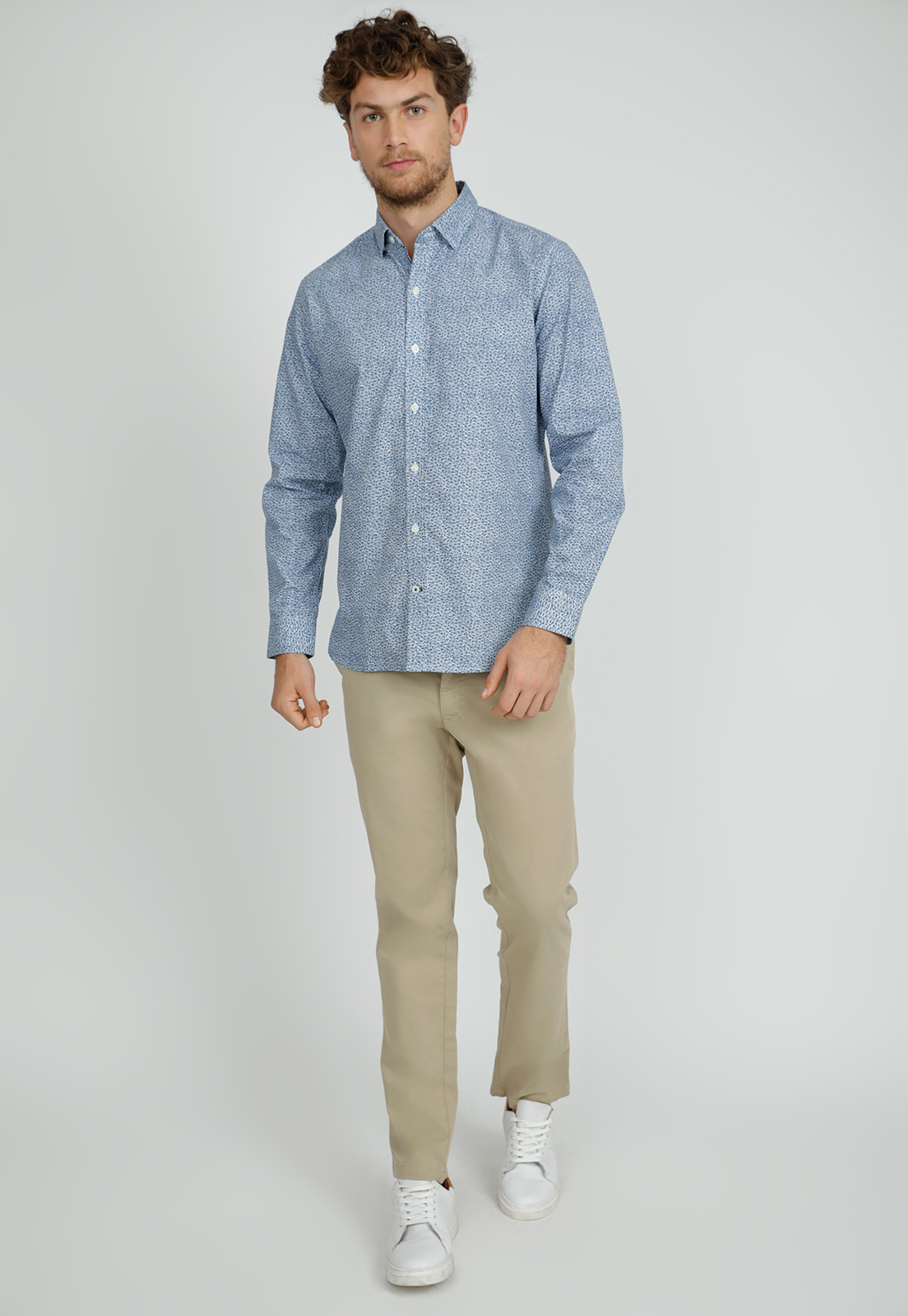CAMISA MANGA LARGA HOMBRE SLIM FIT BARTON ALGODON AZUL - 3