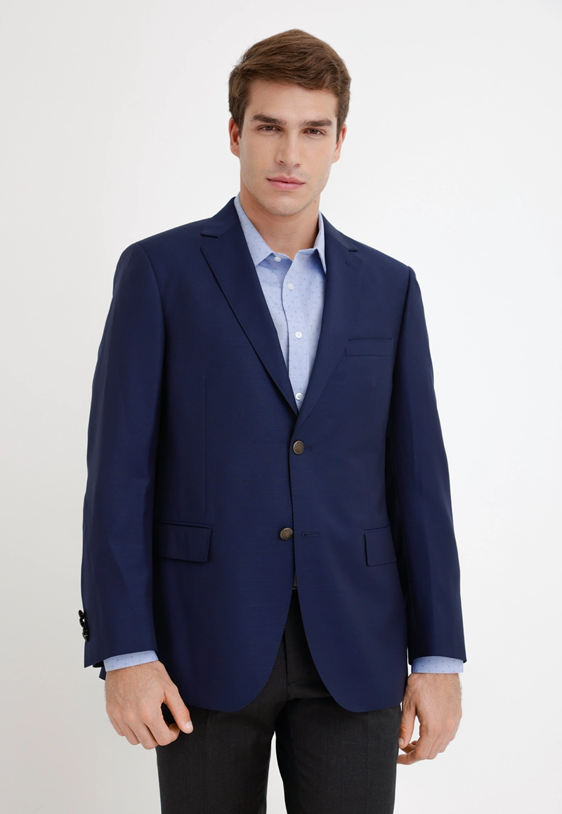 CHAQUETA FORMAL HOMBRE LANA S100'S LISO SLIM MIX&COLOR AZUL - 1
