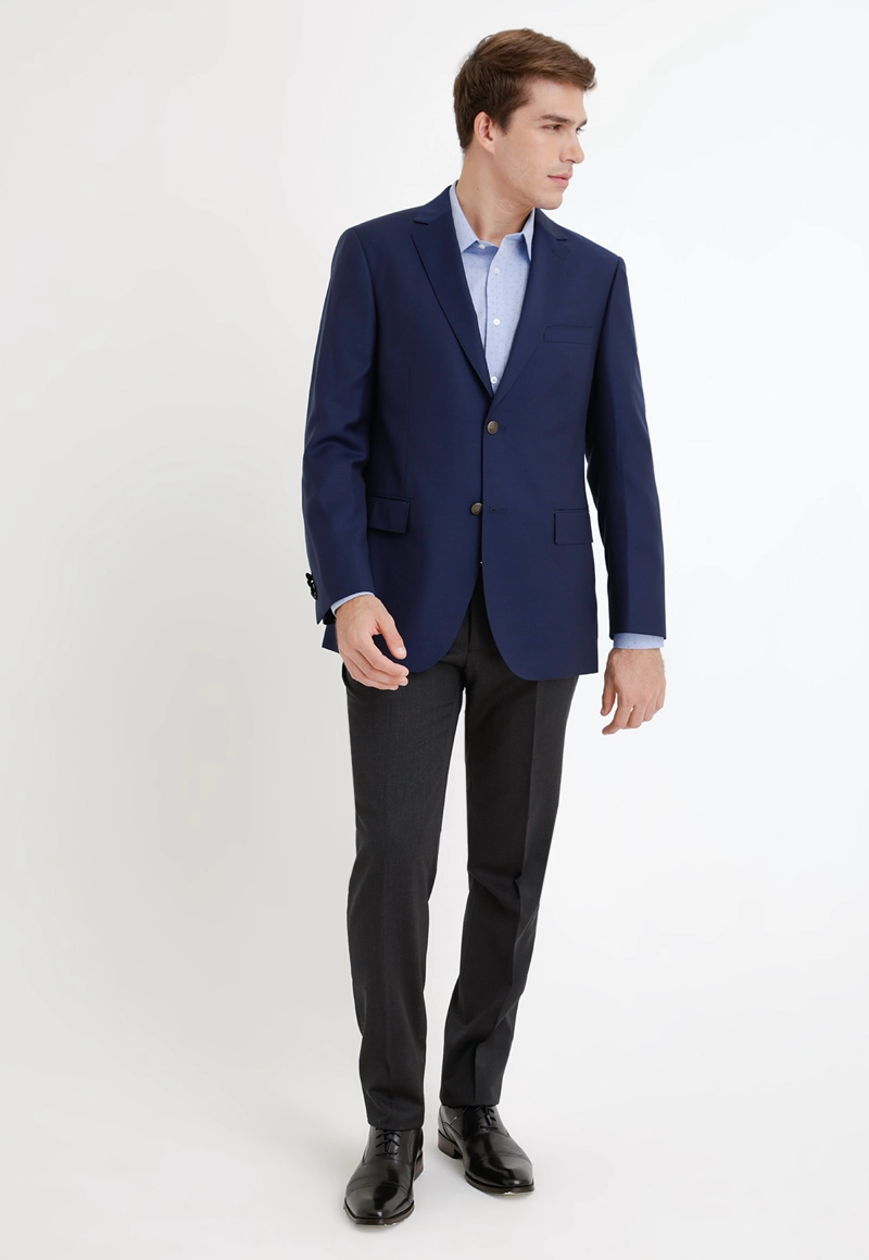 CHAQUETA FORMAL HOMBRE LANA S100'S LISO SLIM MIX&COLOR AZUL - 4