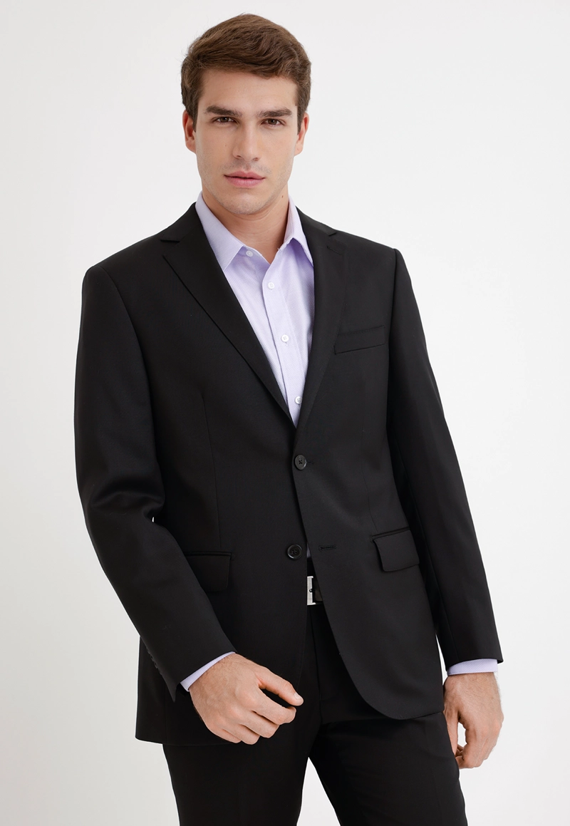 CHAQUETA FORMAL HOMBRE LANA S100'S LISO SLIM MIX&COLOR NEGRO - 1