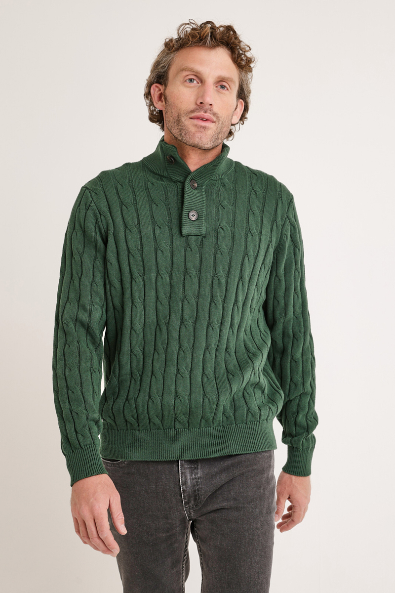 SWEATER HOMBRE PIER TRENZADO VERDE - 1
