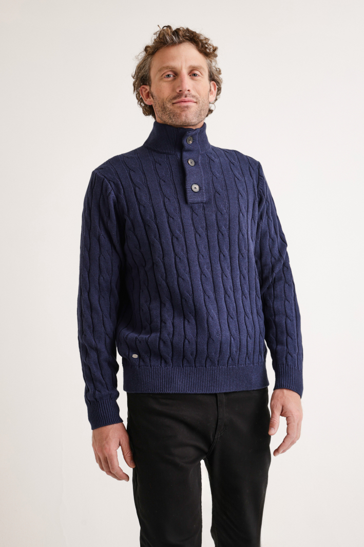 SWEATER HOMBRE PIER TRENZADO AZUL - 1