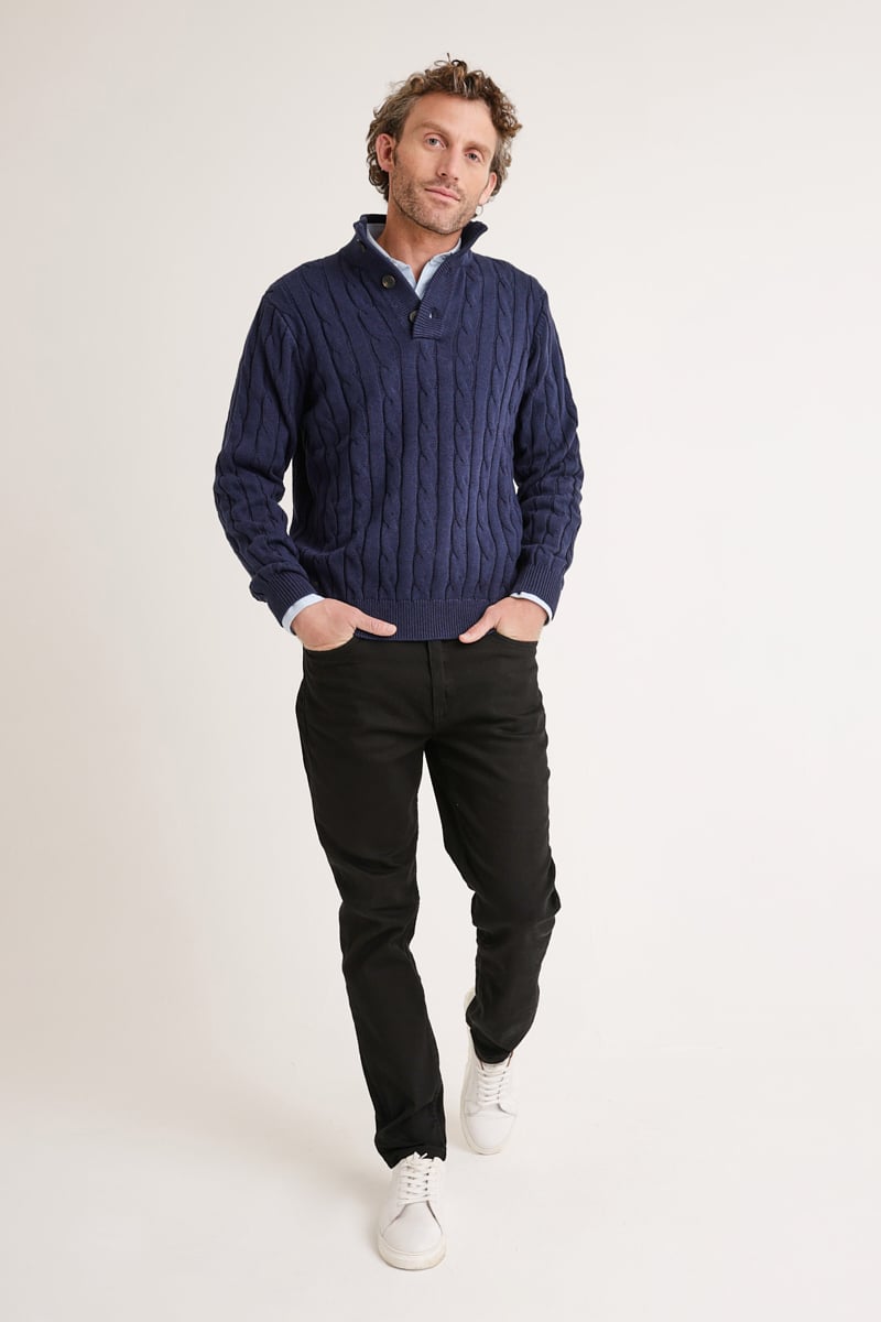 SWEATER HOMBRE PIER TRENZADO AZUL - 4