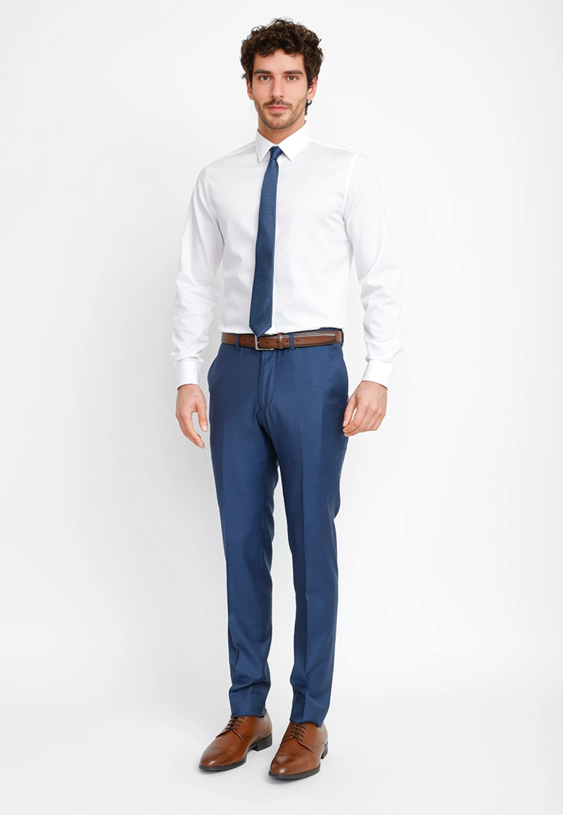 PANTALON FORMAL LISO AZUL THE WILLOW SLIM - 4